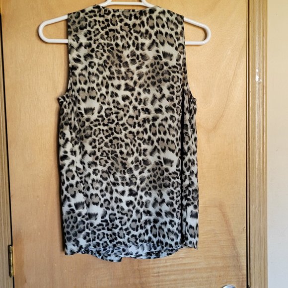 Daniel Rainn Size L Blouse Sleeveless Tank Animal Print V-Neck - Picture 6 of 9